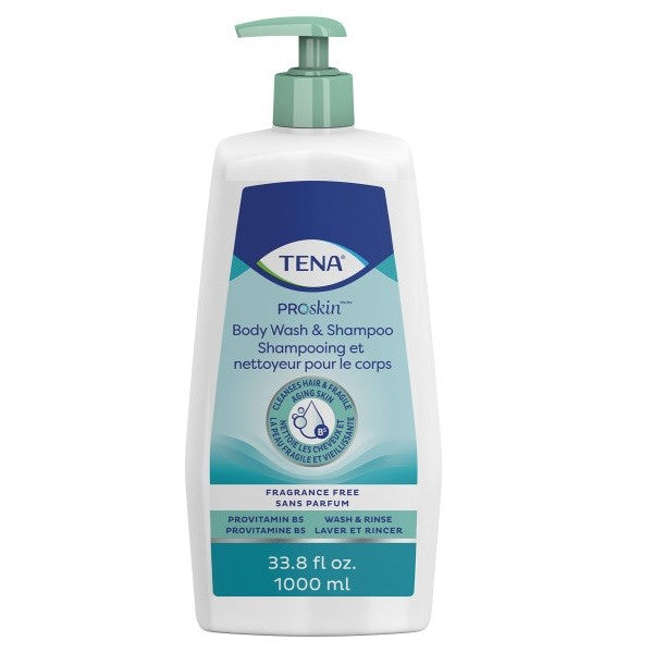 Shampooing et nettoyant pour le corps TENA®, sans parfum, flacon à pompe, 1000 mL - caisse de 8