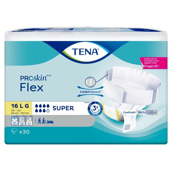 Culotte contre l'incontinence TENA® Flex™, super absorbante, taille 16, grand, 33 po à 50 po jaune - caisse de 90