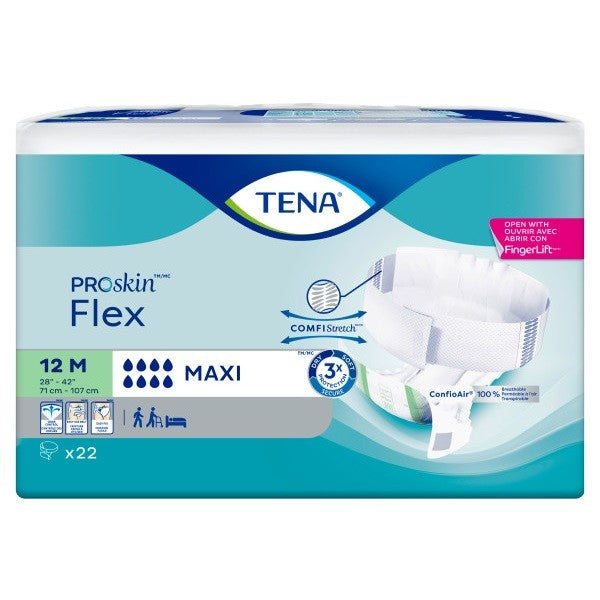 Culotte contre l'incontinence TENA® Flex™, absorption maximale, taille 12, moyen, 28 po à 42 po vert - caisse de 66