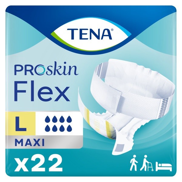 Culotte contre l'incontinence TENA® Flex™, absorption maximale, taille 16, grand, 33 po à 50 po jaune- caisse de66