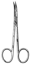 Ciseaux Iris, 11,4 cm (4 1/2 po.), 2 bouts fins, courbes, acier inoxydable