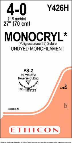 Suture monocryl mono 4-0 27po non teinté coupe PS-2 BT/36