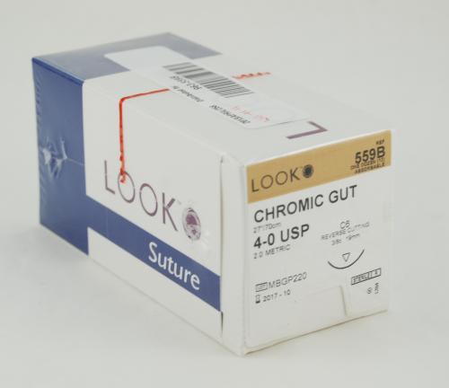 Suture catgut chromique 4-0 27po C6 BX/12