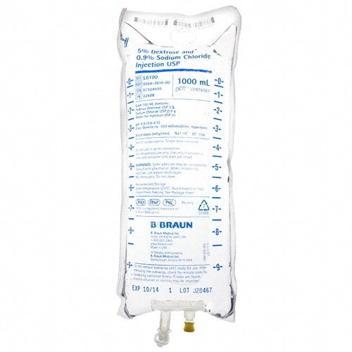 SOLUTION DEXTROSE 5% NACL 0.9% 1000ml INJ - Unité