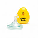 Pocket mask in a hard yellow case