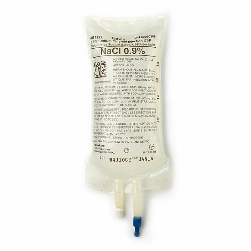 Solution Saline 0.9% NACL 1000ml INJ SAC, Stérile, Caisse de 12