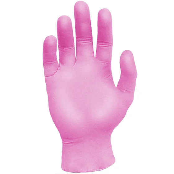 Gants d'examen en nitrile rose, Sans poudre, 3 Mils - Caisse de 1000